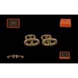 Hermes - Paris Superb 18ct Gold Pair of Gents Cufflinks ( Boxed ) Signed Hermes 750,