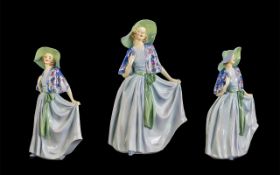Royal Doulton Hand Painted Early Porcelain Figure ' Nadine ' Style One, HN1885. Turquoise Colour