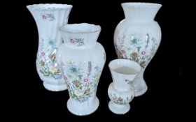 Collection of 8 Assorted Aynsley Items, including 3 x 10.5'' vases, a small 5'' vase, a small
