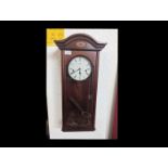 Mahogany Finish Wall Clock, German movement, white dial with Roman numerals,