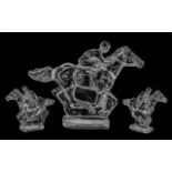 A Waterford Lead Crystal Clear Glass Model of a Jockey on a Galloping Horse,