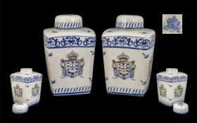 A Pair of 'Victorian Ware' Iron Stone Jars and Covers both with lids and in good condition.