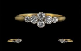 Antique Period - Attractive 18ct Gold Petite Diamond Set Ring.