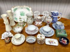 Box of Collectible Porcelain, including a small Moorcroft bowl, Noritake footed bowl,