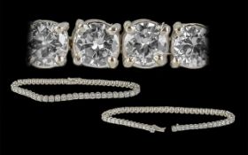 18ct White Gold - Superb Diamond Set Tennis Bracelet. Marked 750 - 18ct.