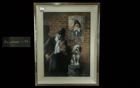Lawrence Rushton Charcoal Painting 'The Great Popo', mounted, framed and glazed, signed to bottom