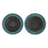 Fine Pair of Early Troika Hand Made Lipped Circular Pottery Plates, excellent designs,