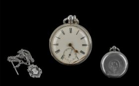 Victorian Period 1837 - 1901 Sterling Silver Open Faced Key-Wind Fusee Pocket Watch.