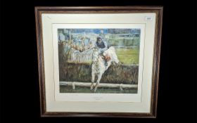Horse Racing Interest - 'Desert Orchid at Kempton' limited edition print 432/650, by Claire Eva