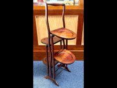 Early 20th Century Mahogany Folding Four Tier Cake Stand, double sided, measures 30'' tall. Good