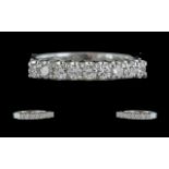 14ct White Gold Good Quality Nine Stone Diamond Set Ring, marked 585 to shank,