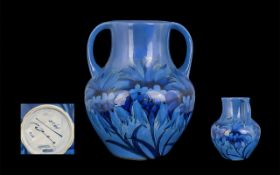 William Moorcroft Superb Quality Signed and Dated 'Exhibition' Twin Handled 'Cornflower Blue'