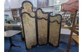 Victorian Fire Screen, Inlaid with Embroidered Screen, With Adjustable Height.