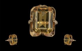 Ladies Attractive 9ct Gold Single Stone Citrine Set Ring,
