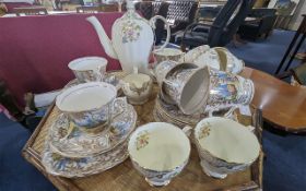 Grosvenor Bone China Tea Service 'Wilton', comprising tea pot, milk jug, six cups and six saucers.