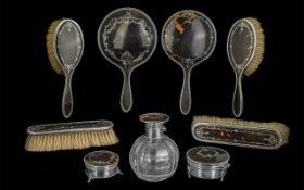 Early 20th Century Superb Quality Ladies 9 Piece Dressing Table Vanity Set In Sterling Silver and