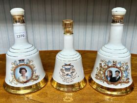 Three Bell's Scotch Whisky Commemorative Porcelain Decanters,