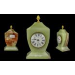 Staiger Onyx Mantle Clock, traditional style, white face with Roman numerals,
