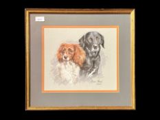 Susan Maud (British 20th Century) Quality Double Canine Portrait depicting a Springer Spaniel and