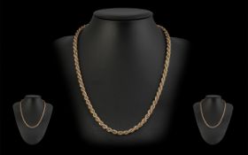 9ct Gold Rope Twist Chain. Marked 9.375. Length 20 Inches - 50 cms.