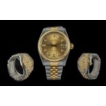 Rolex - Ladies Oyster Perpetual Date-Just 18ct Gold and Steel Chronometer Wrist Watch.