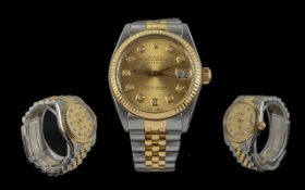 Rolex - Ladies Oyster Perpetual Date-Just 18ct Gold and Steel Chronometer Wrist Watch. Model No