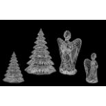 Two Waterford Lead Crystal Clear Glass Figures comprising of a Christmas Tree 18 cms in height,
