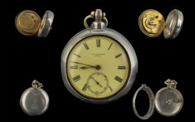 Victorian Period 1837 - 1900 Fine Sterling Silver Pair Cased Key-Wind Fusee Pocket Watch.