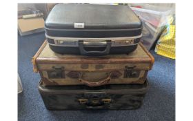 3 Old Suitcases - 3 Old Suitcases, 1 leather and the other two canvas.