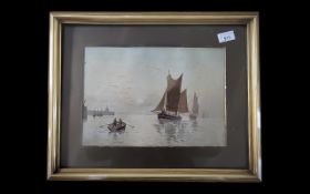 Pair of Seascapes by George Stanfield Walters (1838-1924), mounted framed and glazed, image size 9''