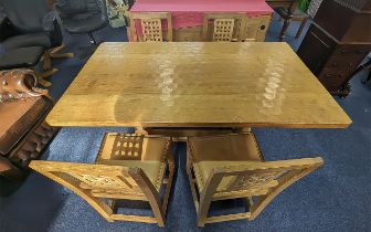 Robert 'Mouseman' Thompson - A Mouseman refectory table and four matching dining chairs with