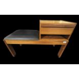 1960's Telephone Seat, With Teak Wood, Features Combined Stool / Seat and Wooden Drawer.