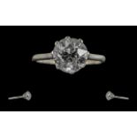 Ladies - Pleasing 1920's Platinum Single Stone Diamond Set Ring.