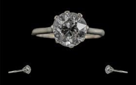 Ladies - Pleasing 1920's Platinum Single Stone Diamond Set Ring.