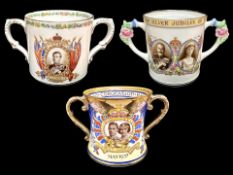 Collection of Loving Cups, including 1935 Silver Jubilee Loving Cup by Paragon,