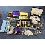 A Good Quantity of Silver Plated Ware to include boxed flatware sets, toast racks, gravy boat,