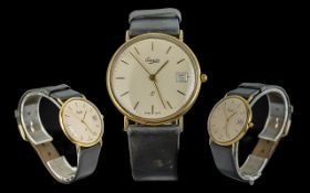 Everite - Gents 9ct Gold Case Quartz Wrist Watch.