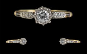18ct Gold and Platinum Diamond Set Dress Ring,