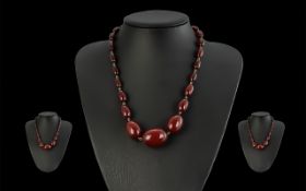 1920s Excellent Quality Cherry Amber Graduated Bead Necklace of superb colour and condition,