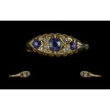 Victorian Period 1837 - 1901 Ladies Attractive Blue Sapphire and Diamond Set Ring,