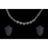 Ladies 18ct White Gold Attractive Diamond Set Necklace, stamped 750 - 18ct, the five round brilliant