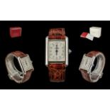 Must-De-Cartier Deluxe Version Ladies Elegant Sterling Silver Cased Wrist Watch,