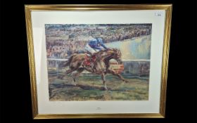 Horse Racing Interest - Limited Edition Print 'Nashwan' by Claire Eva Burton. No. 469/850, mounted