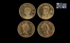 Royal Mint Princess Diana and Prince William Ltd Edition Commemorative 22 ct Gold Proof Struck Coins