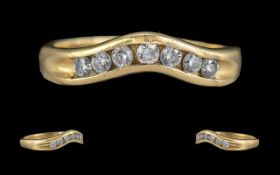 18ct Gold - Excellent Quality Ladies Diamond Set Wishbone Ring. Full Hallmark to Interior of Shank.