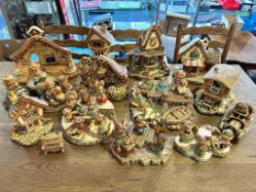 Large Collection Of Pendelfin - Consisting of Stands with individual figurines, Houses, Wagon,