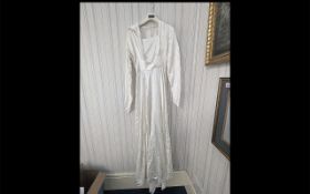 1950's Handmade Wedding Dress, ivory satin, long sleeves, full length. Approx size 12.