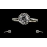 Ladies - Excellent Quality 18ct White Gold Single Stone Diamond Set Ring.