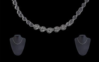 Ladies 18ct White Gold Attractive Diamond Set Necklace, stamped 750 - 18ct,