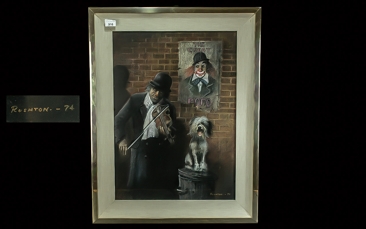 Lawrence Rushton Charcoal Painting 'The Great Popo', mounted, framed and glazed,